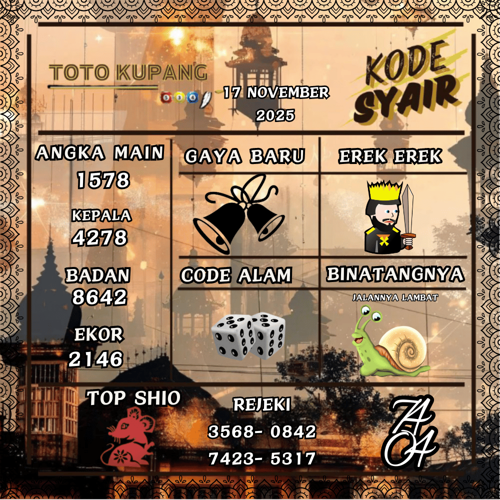 Kode Syair Kupang Pools - November 2025 
