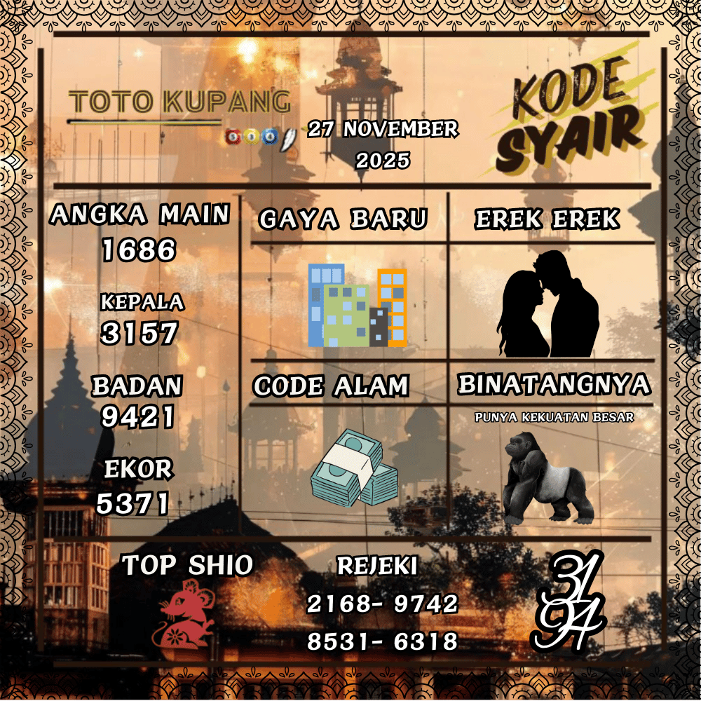 Kode Syair Kupang Pools - November 2025 
